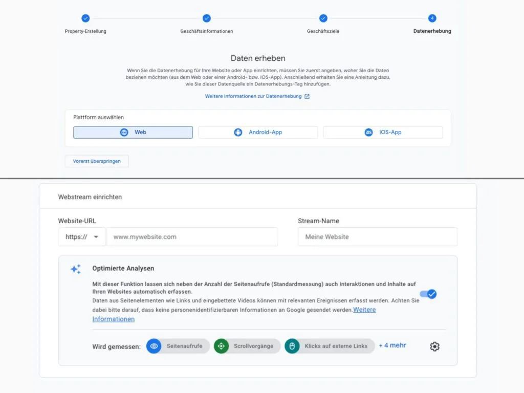 Google Analytics 4 & Google Tag Manager einrichten