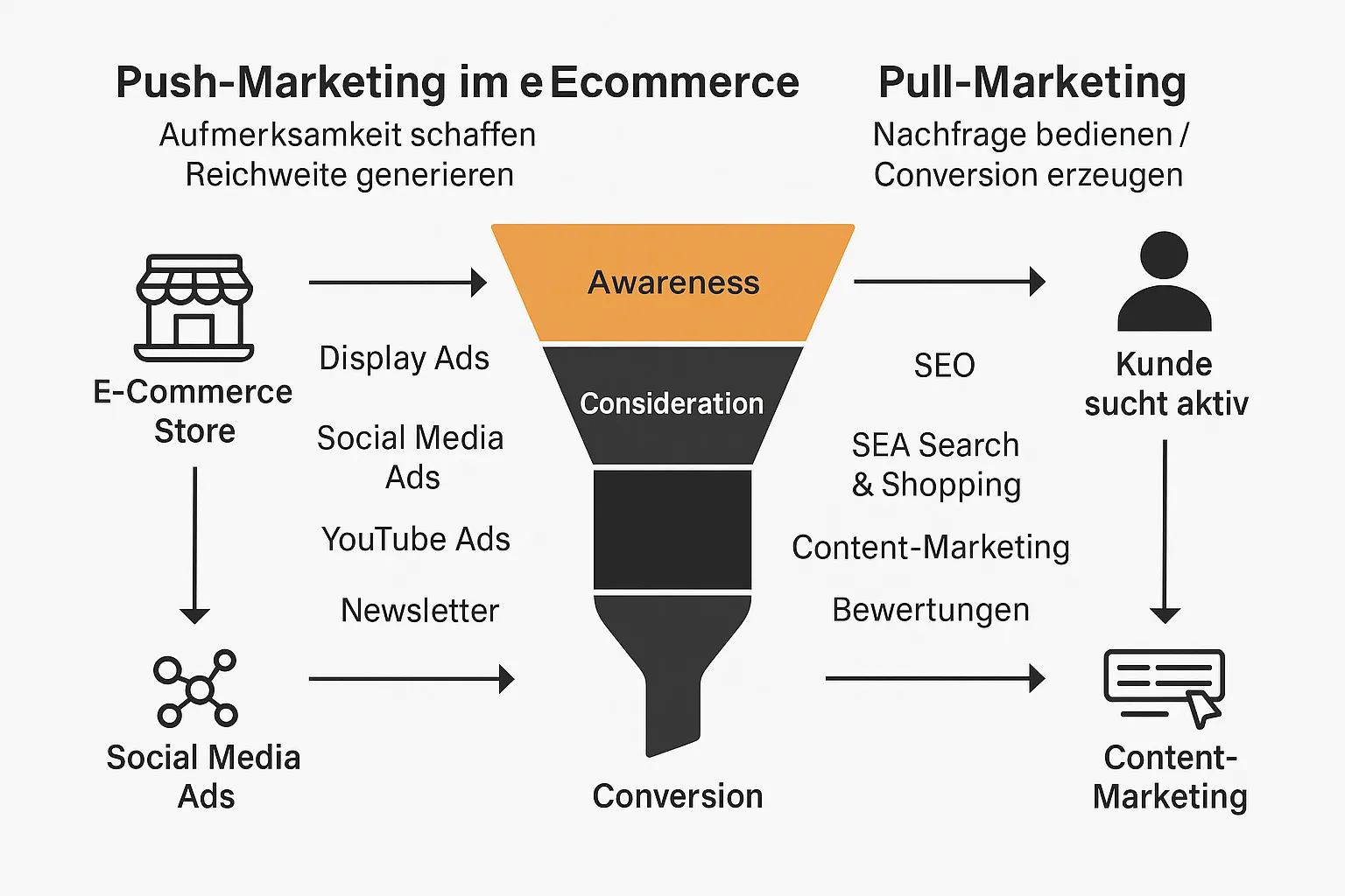 Push‑ vs. Pull‑Marketing: Definition und Beispiele