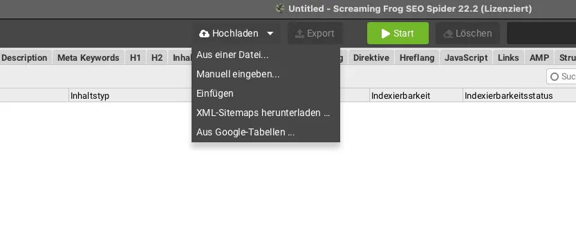 Screaming Frog SEO Spider - - - Crawl Analyse